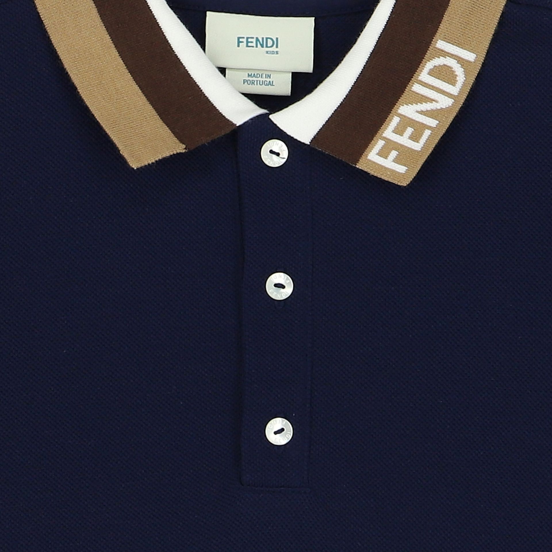 Fendi Boys Navy Blue Logo Polo Shirt Junior Couture UK