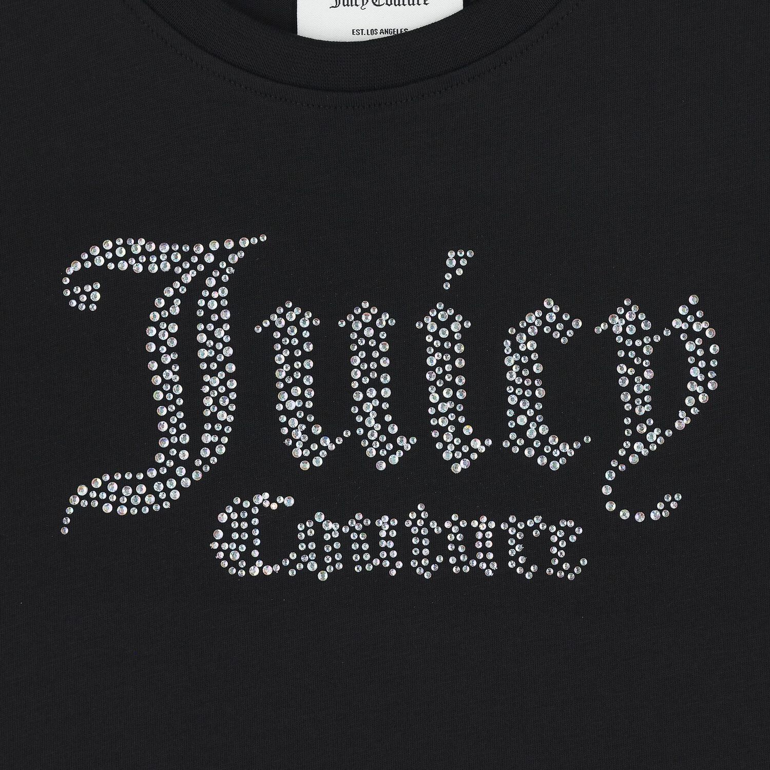 Girls Black Crystal Embellished Diamant&eacute; Logo T-Shirt, 2, hi-res
