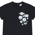 Younger Boys Navy Blue Logo T-Shirt, 1, hi-res