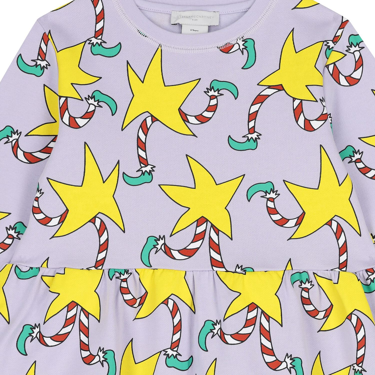 Girls Purple & Yellow Star Dress, 1, hi-res