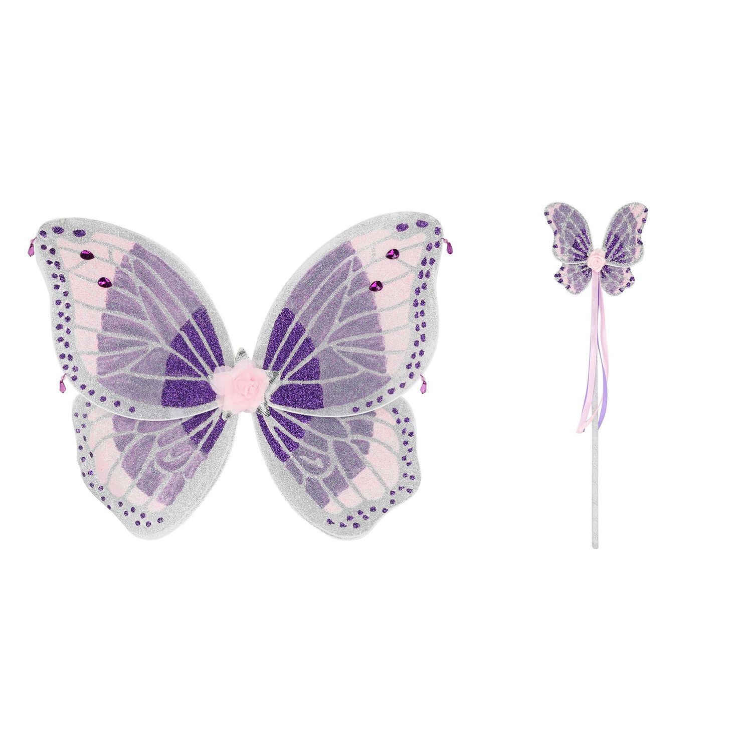Girls Purple Wings & Wand Set, 1, hi-res image number null