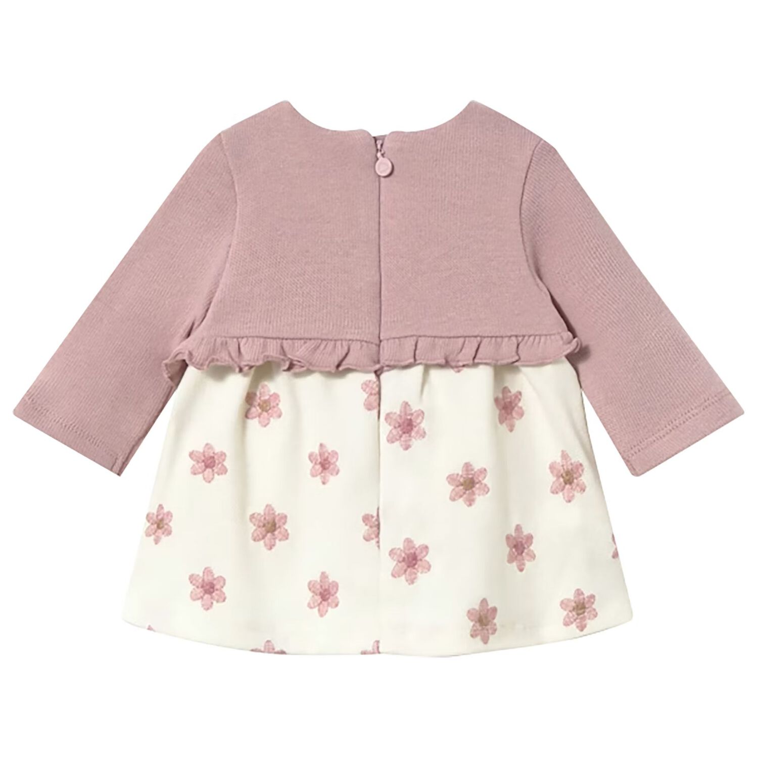 Baby Girls Pink & Ivory Flower Dress, 1, hi-res