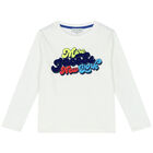 Boys White Logo Long Sleeve Top, 1, hi-res
