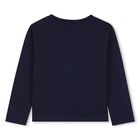 Girls Navy Blue Sequin Planet Long Sleeve Top, 2, hi-res