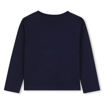 Girls Navy Blue Sequin Planet Long Sleeve Top