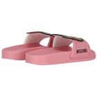 Girls Pink Teddy Bear Logo Sliders, 1, hi-res