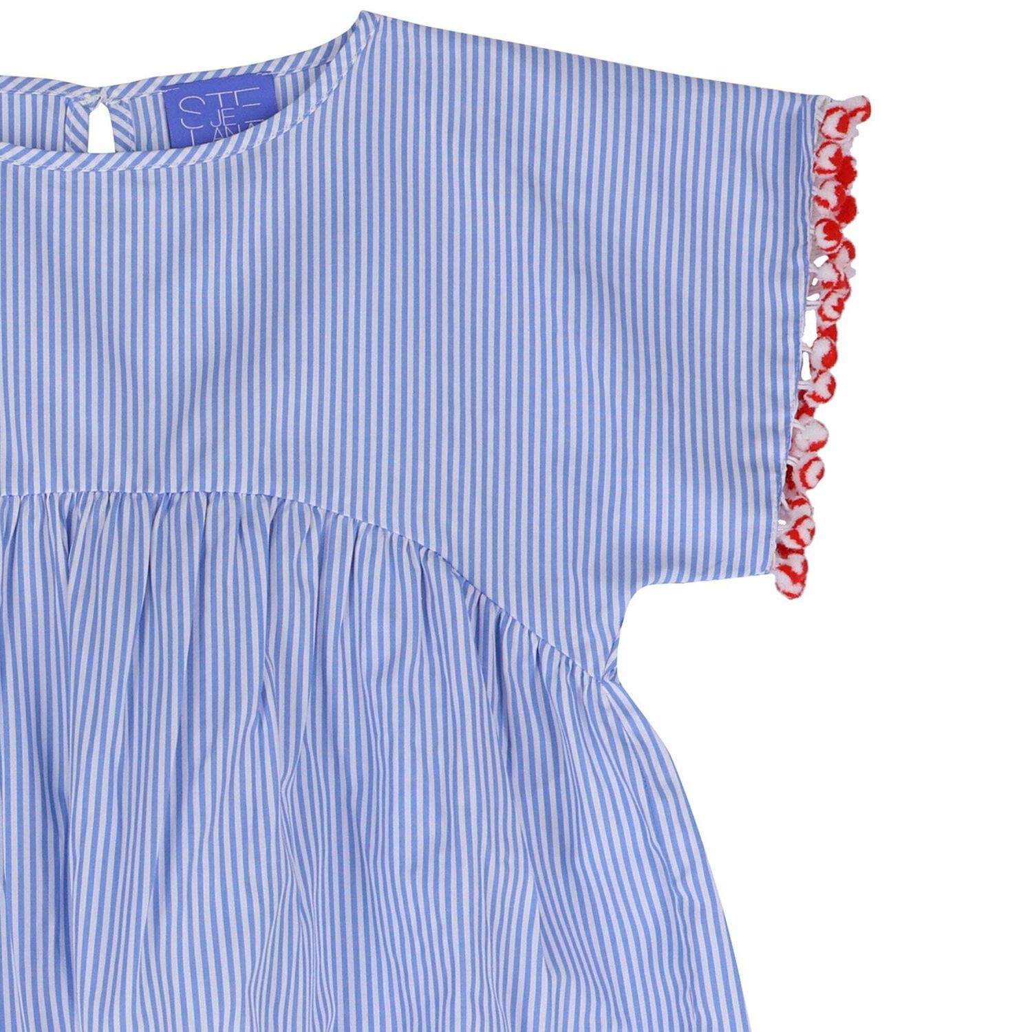 Girls Blue & White Stripe Top, 1, hi-res image number null