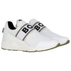 Boys White Logo Trainers, 2, hi-res