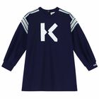 Girls Navy Logo Dress, 1, hi-res