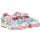 Girls Ivory & Pink Logo Shoes, 1, hi-res
