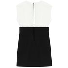 Girls White & Black Logo Dress, 1, hi-res