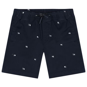 Boys Navy Blue Logo Flag Shorts