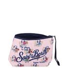 Girls White & Pink Striped Aline Logo Pouch ( 15cm ), 1, hi-res