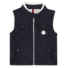 Younger Boys Navy Logo Gilet, 1, hi-res