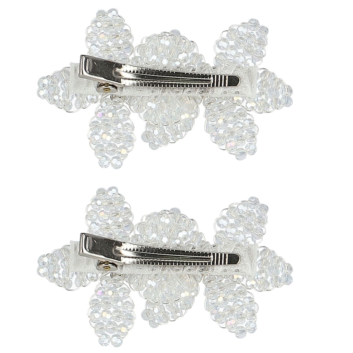 Girls White Embellished Flowers Hair Clips ( 2-Pack ), 1, hi-res image number null