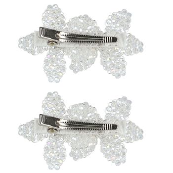 Girls White Embellished Flowers Hair Clips ( 2-Pack )