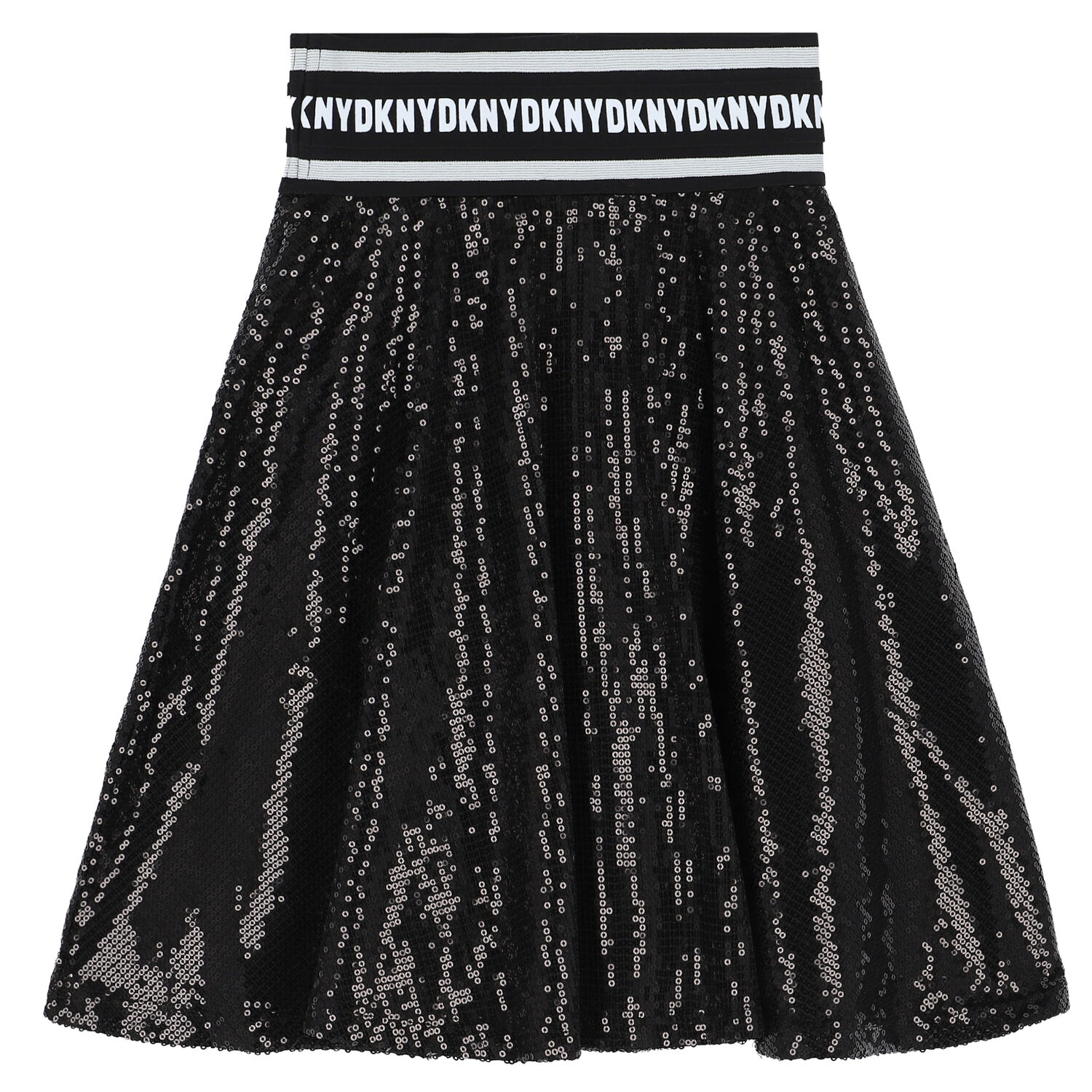 Girls Black Logo Sequin Skirt, 1, hi-res
