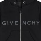 Younger Boys Black Logo Hooded Zip Up Top, 1, hi-res