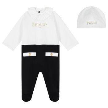 Baby Girls Black & White Logo Babygrow Gift Set