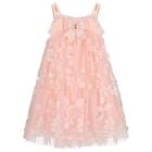 Girls Pink Appliqued Tulle Dress, 2, hi-res