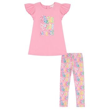 Girls Pink Logo Leggings Set