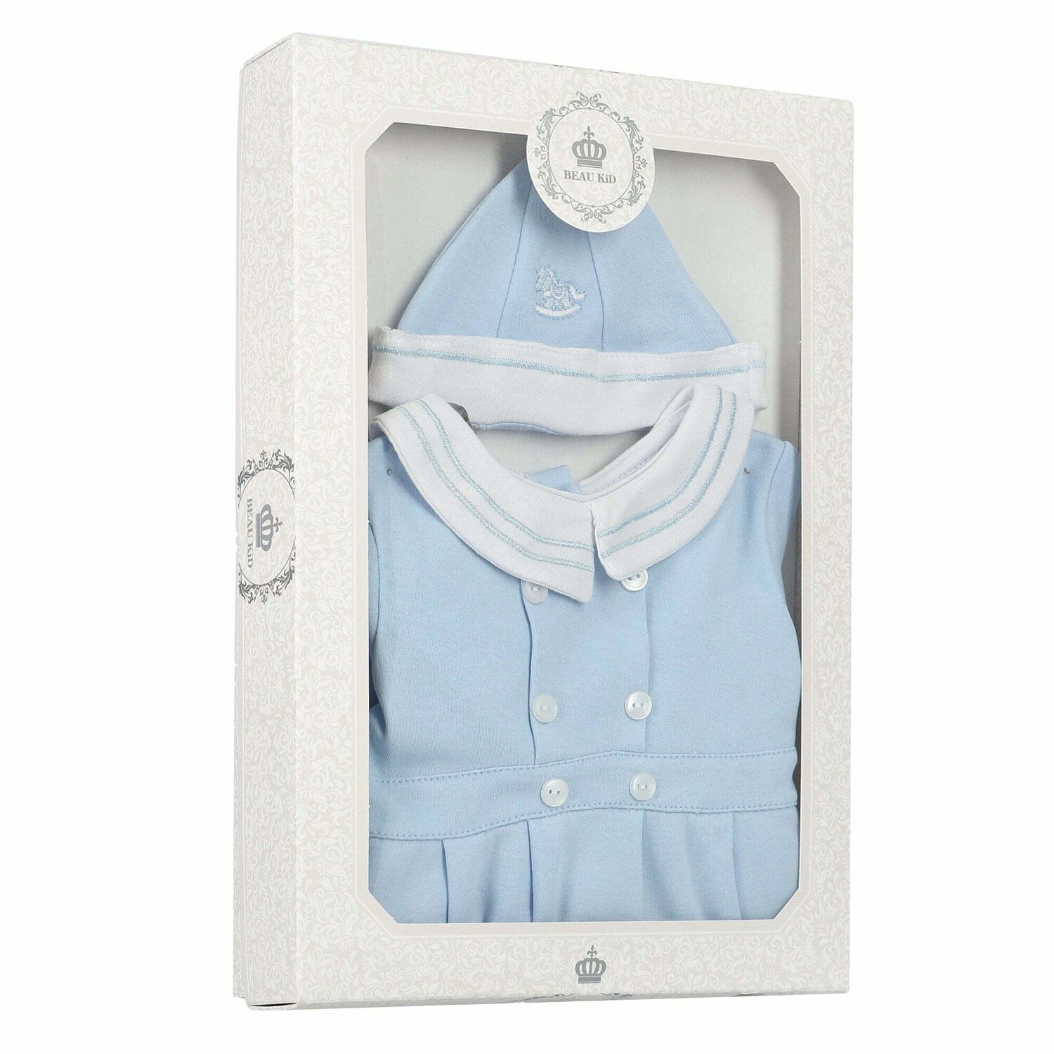 Baby Boys Blue Romper Set, 1, hi-res image number null