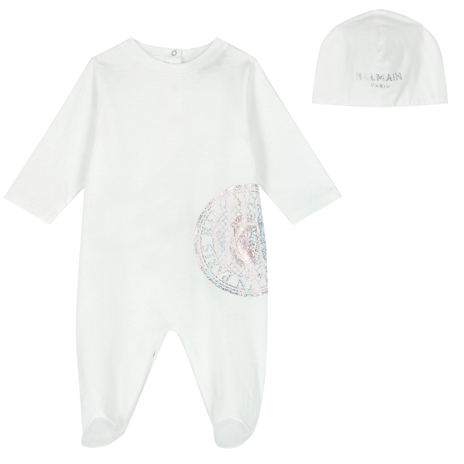 White Logo Babygrow Set, 1, hi-res