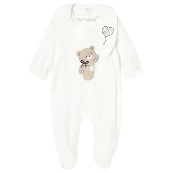 Baby Girls Ivory Teddy Bear Babygrow Set