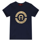 Boys Navy Blue Logo T-Shirt, 3, hi-res