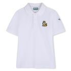 Boys White Tiger Logo Polo Shirt, 1, hi-res