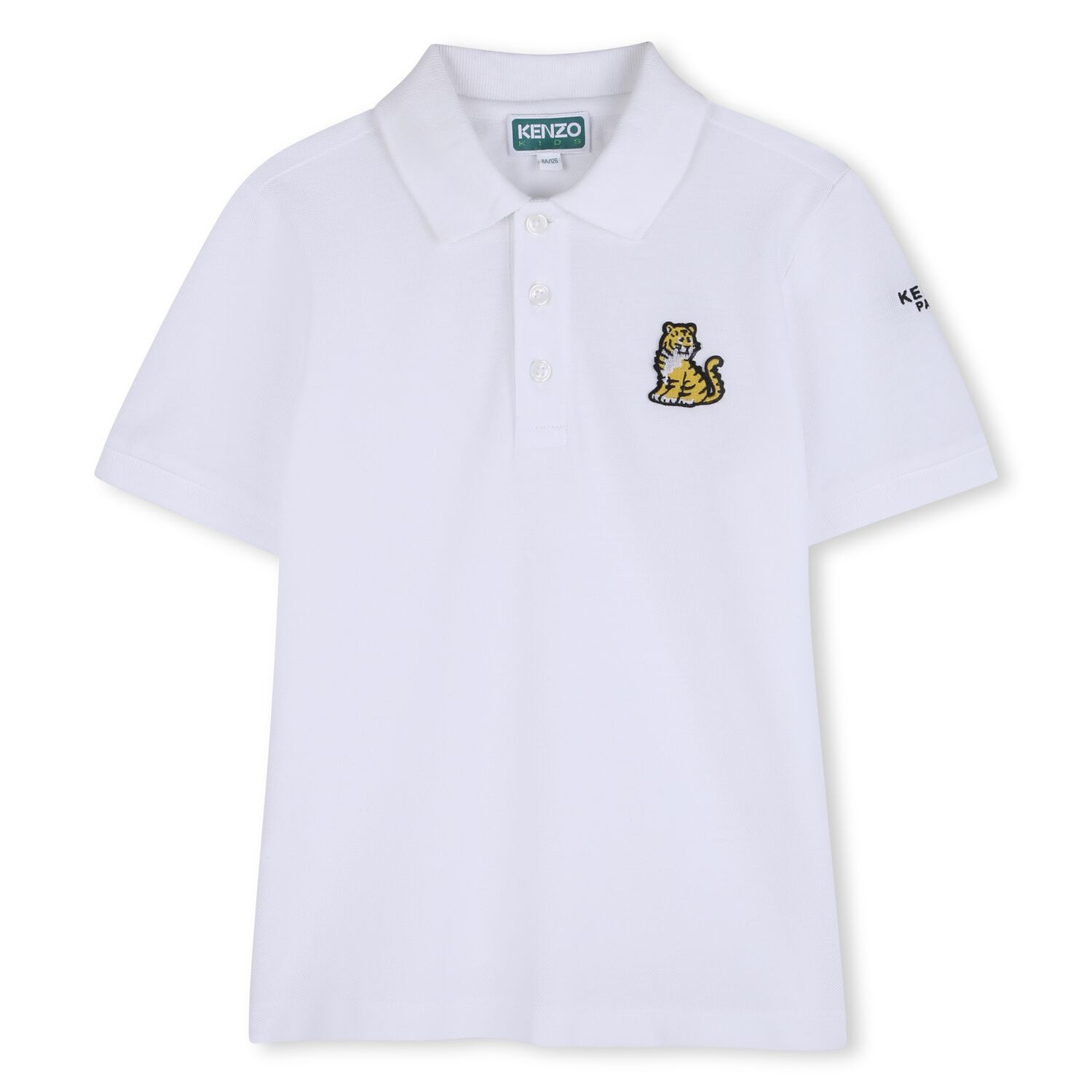 Boys White Tiger Logo Polo Shirt, 1, hi-res