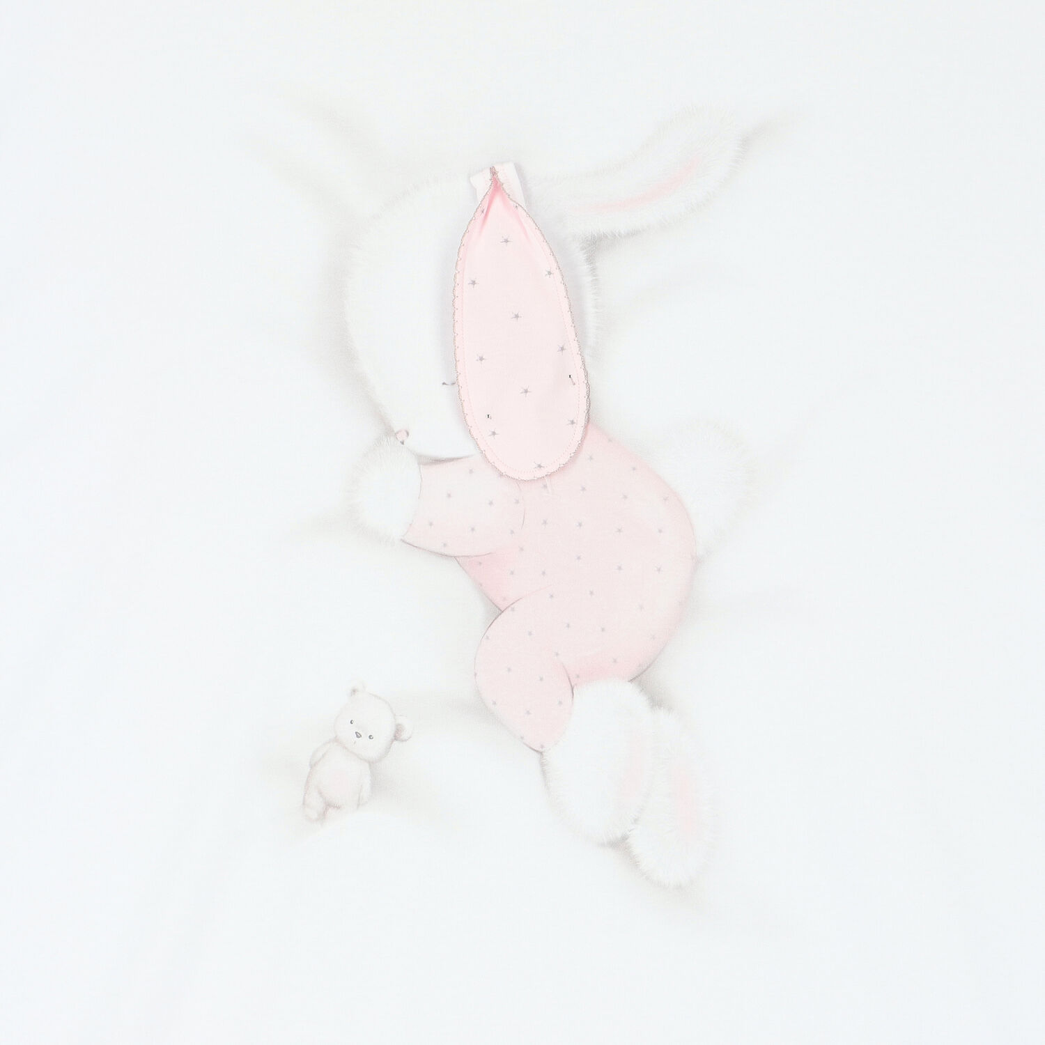 Baby Girls White & Pink Bunny Blanket, 1, hi-res