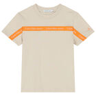 Boys Beige Logo T-Shirt, 2, hi-res