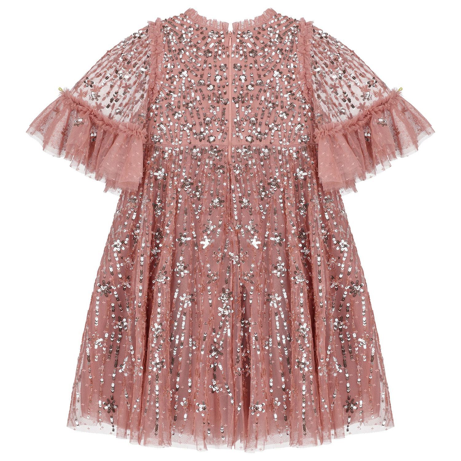 Girls Pink Sequin & Tulle Dress, 1, hi-res image number null