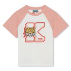 Girls Ivory & Pink Tiger Logo T-Shirt, 1, hi-res