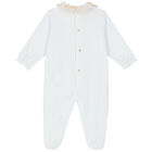 Baby Girls White Logo Babygrow, 1, hi-res