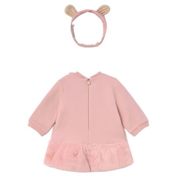 Baby Girls Pink Teddy Bear Dress Set