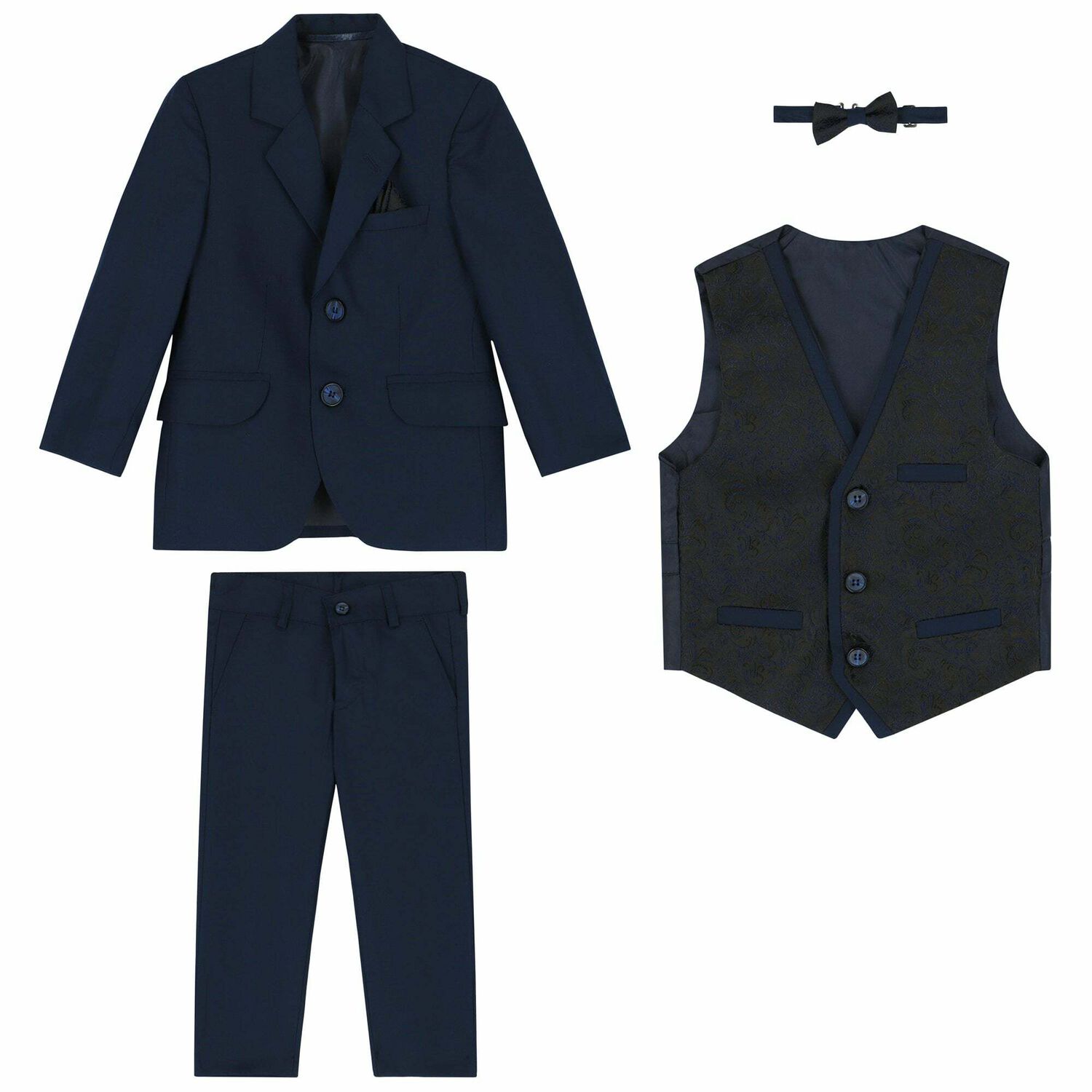 Boys Navy Blue Suit Set, 1, hi-res