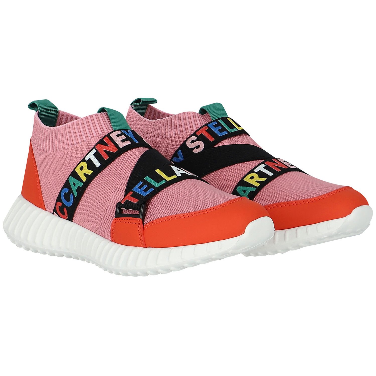 Girls Pink & Orange Sock Trainers, 1, hi-res