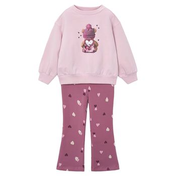 Girls Pink Teddy Bear Leggings Set