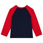 Younger Boys Navy Blue & Red Long Sleeve Top, 1, hi-res