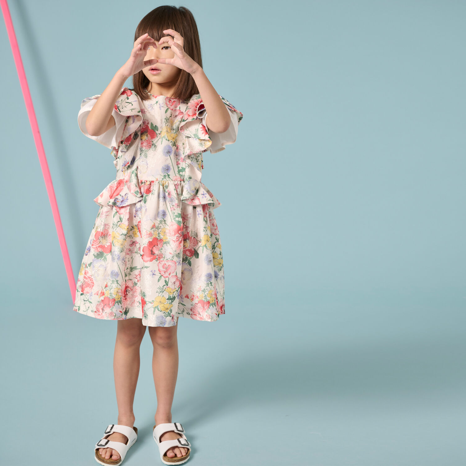 Girls Ivory Floral Dress, 1, hi-res image number null