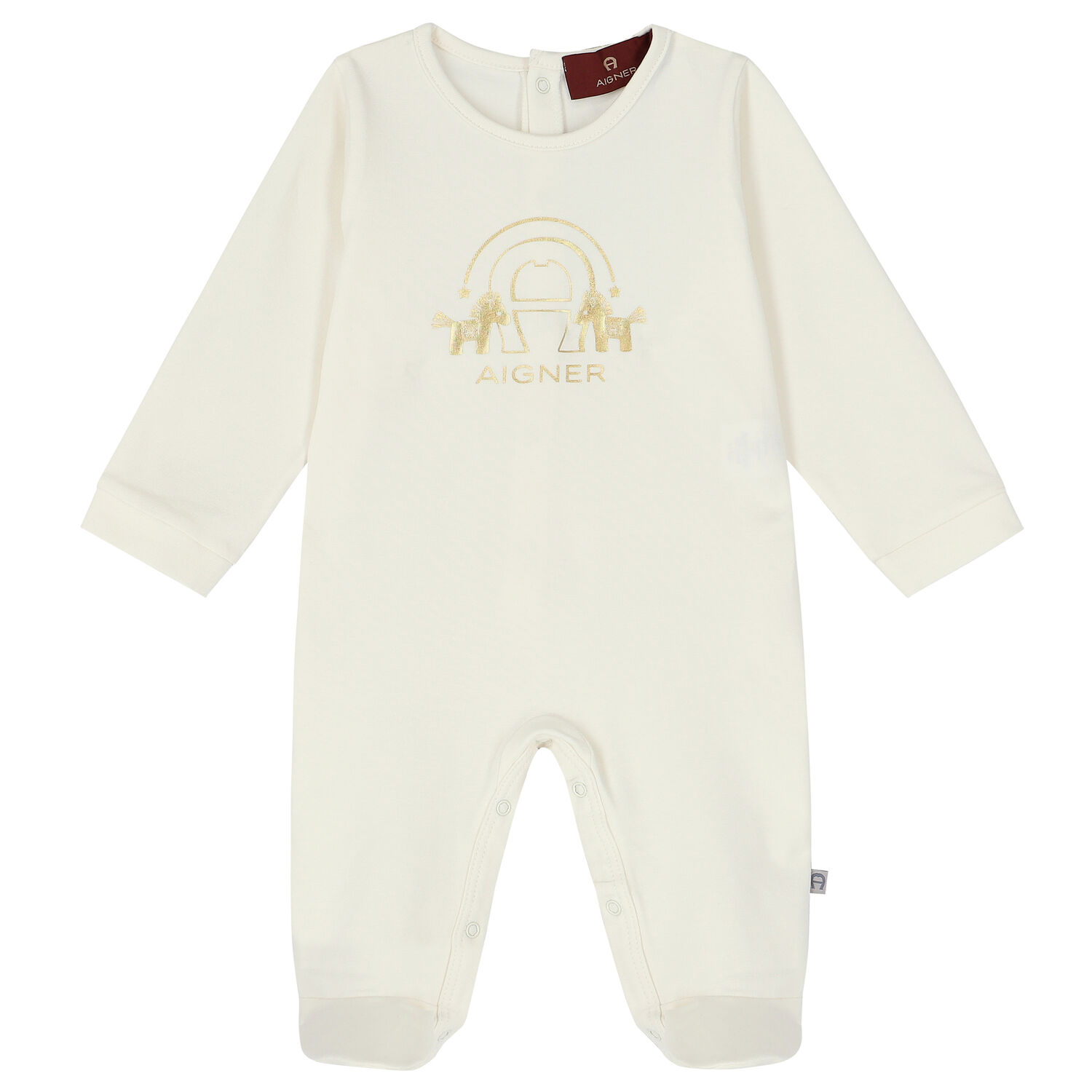 Ivory & Gold Logo Babygrow, 1, hi-res