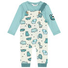 Baby Boys Green & Ivory Dungaree Set, 1, hi-res