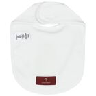 White Teddy Bear Logo Baby Bib, 1, hi-res