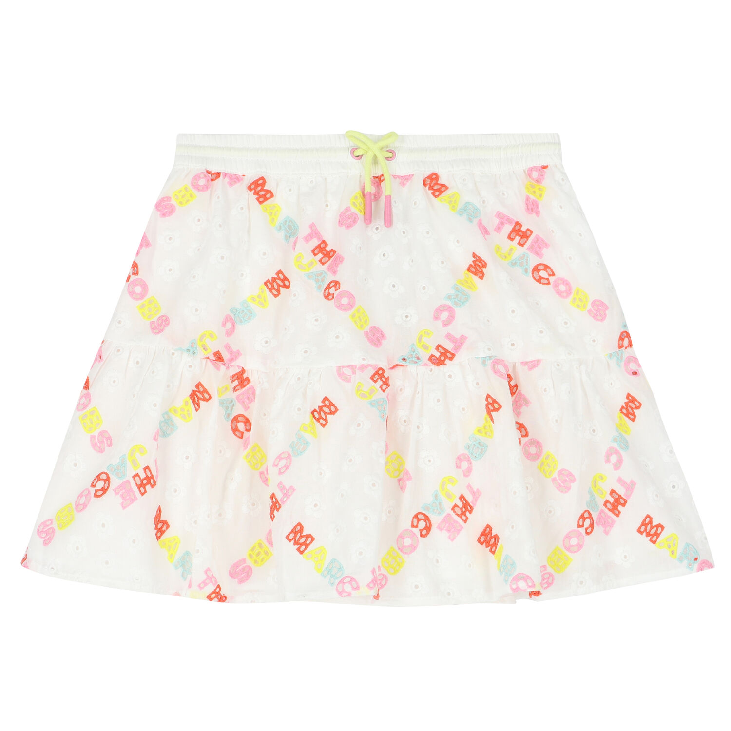 Girls White Logo Broderie Anglaise Skirt, 1, hi-res image number null