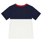 Baby Boys White & Navy Blue Logo Shorts Set, 1, hi-res