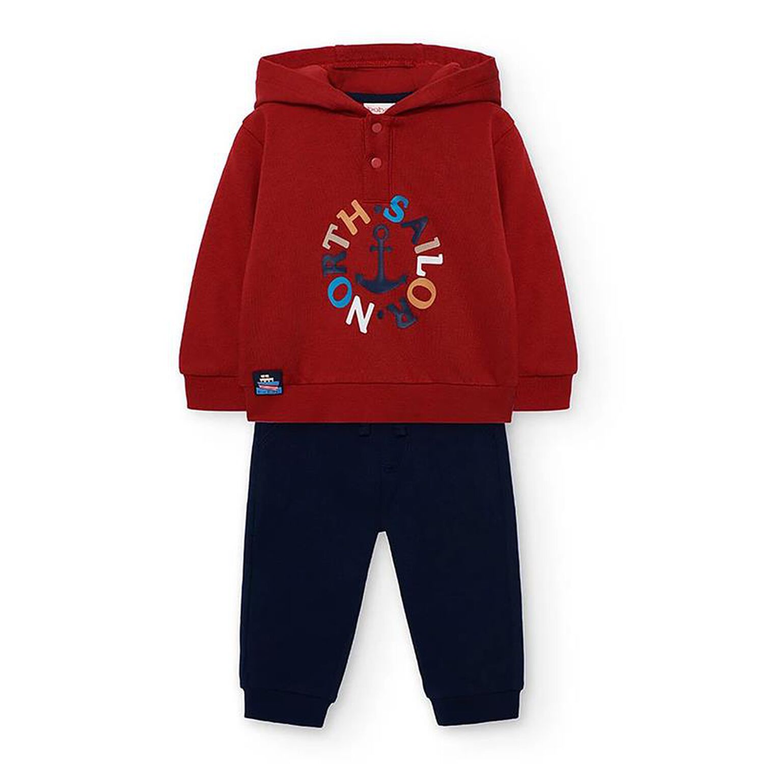 Boys Red & Navy Blue Anchor Tracksuit, 1, hi-res