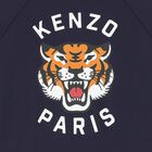 Navy Blue Tiger Logo Zip Up Top, 1, hi-res