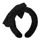 Girls Black Faux Fur Bow Headband, 2, hi-res